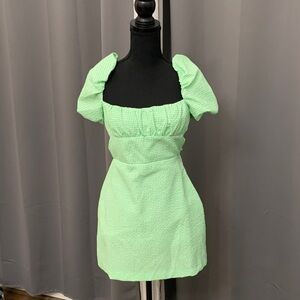 Zara Mint Green Puff Sleeve Mini Dress